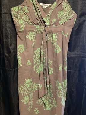 Tramp Brown Dress with Mint Floral Print
